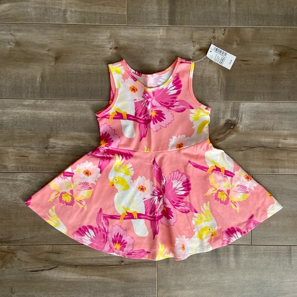 The Children's Place Baby Girls Sleeveless Tropical Print Skater Dress - Picture 2 of 6